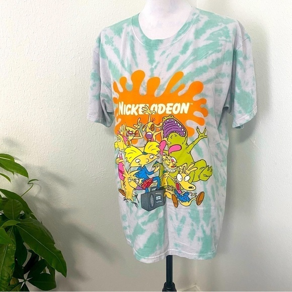 Nickelodeon Tie Dye Nicktoons Splat Logo Graphic T Shirt Size Large Unisex - Picture 1 of 6